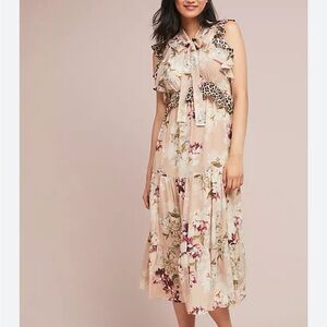 Kachel Sedona Sunrise Floral Leopard Print Silk Maxi Dress Sz 8